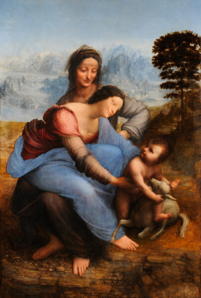 Sainte Anne, la Vierge et l'Enfant Jésus jouant avec un agneau, Léonard de Vinci / ©ORO